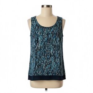 Faded Glory Blue and Black Patterned Tank Top